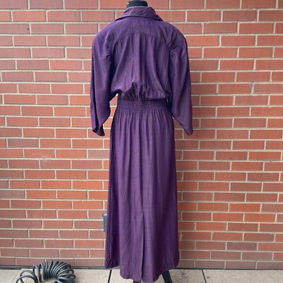 Vintage Shirtdress 80s John Ranta Iridescent Purple Shirt Dress| Size Large - Picture 9 of 16